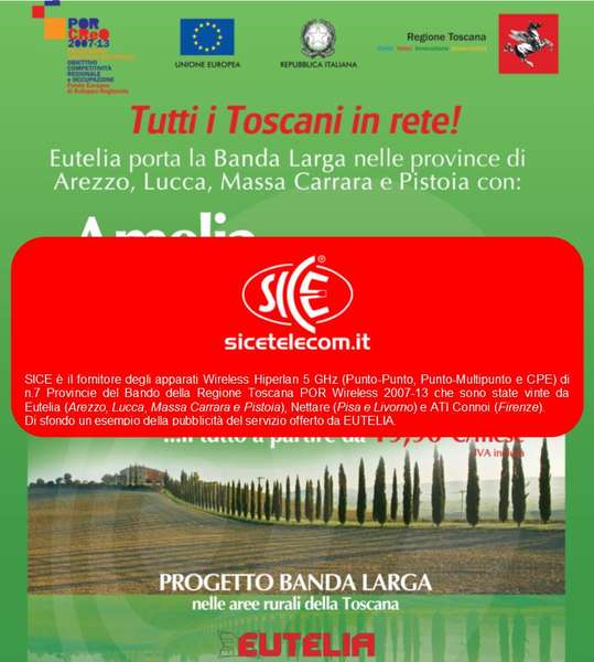 SICE scelta dai vincitori del Bando Wireless POR Regione Toscana