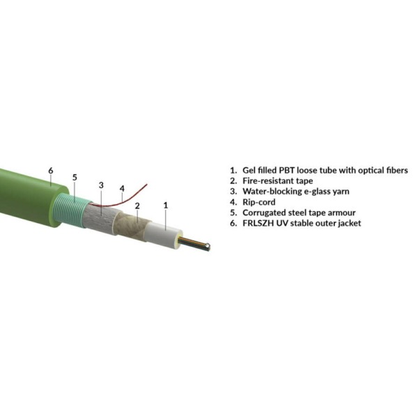855992 | Central loose tube cable12 fibre fire-resistant FRLSZH