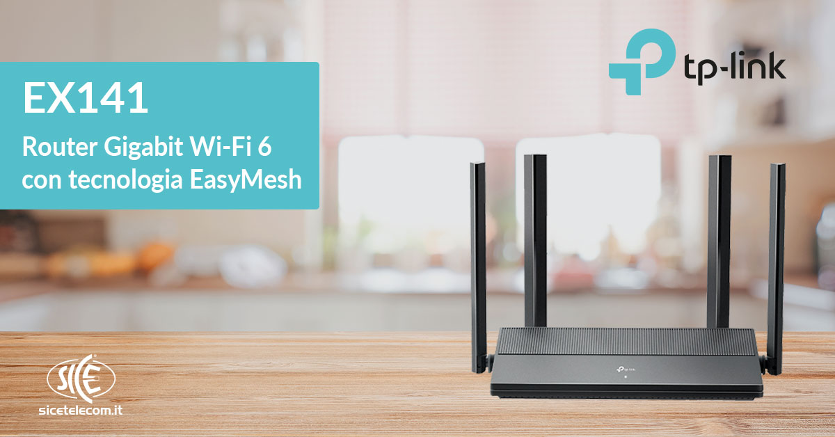 Router EX141 TP-Link Aginet con WiFi 6 e supporto EasyMesh