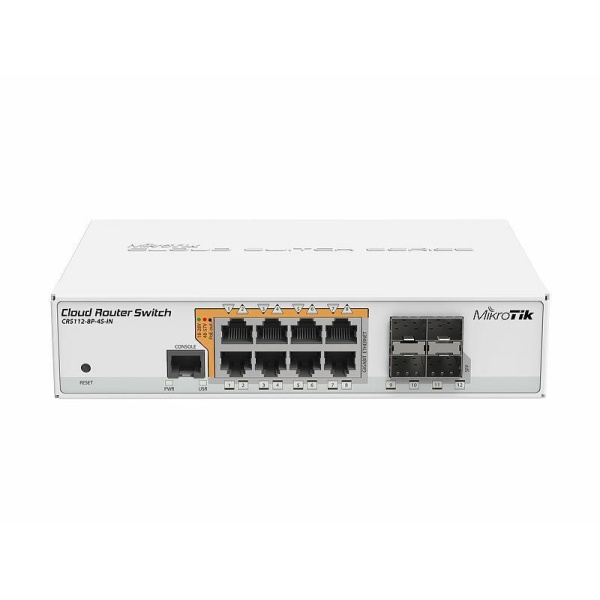 MikroTik | CRS112-8G-4S-IN | CloudRouterSwitch112-8G-4S-IN QCA8511 400MHz CPU 128MB 8GLAN | Switches