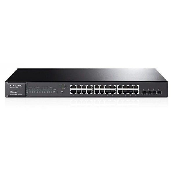 T1600G-28PS | 24Port Gigabit PoE+ Smart Switch 4SFP 802.3at/af 215W PoE