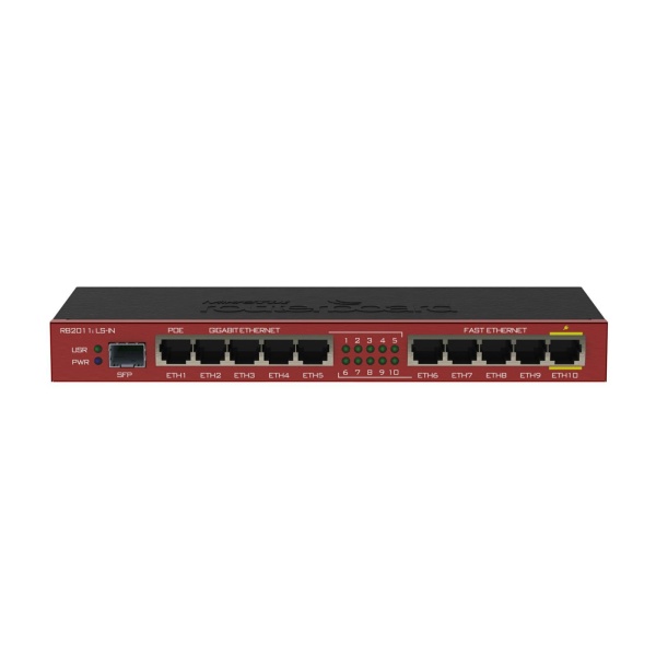 MikroTik | RB2011ILS-IN | RouterBoard 2011iLS withAtheros 74K CPU 1SFP 5LAN 5GbitLAN L4 | Routers