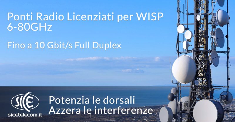 SICE ponti radio licenziati 6-80GHz per WISP