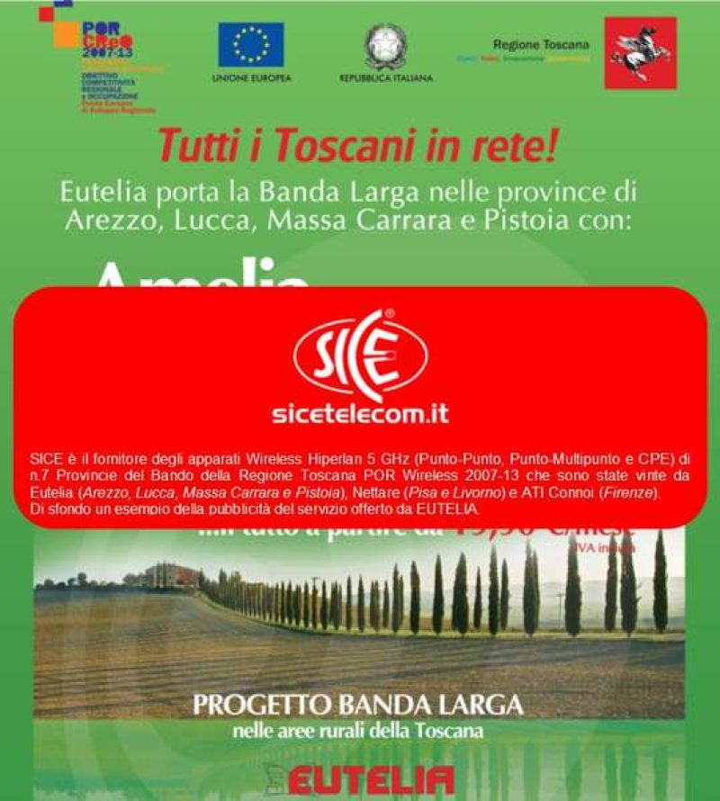 SICE scelta dai vincitori del Bando Wireless POR Regione Toscana
