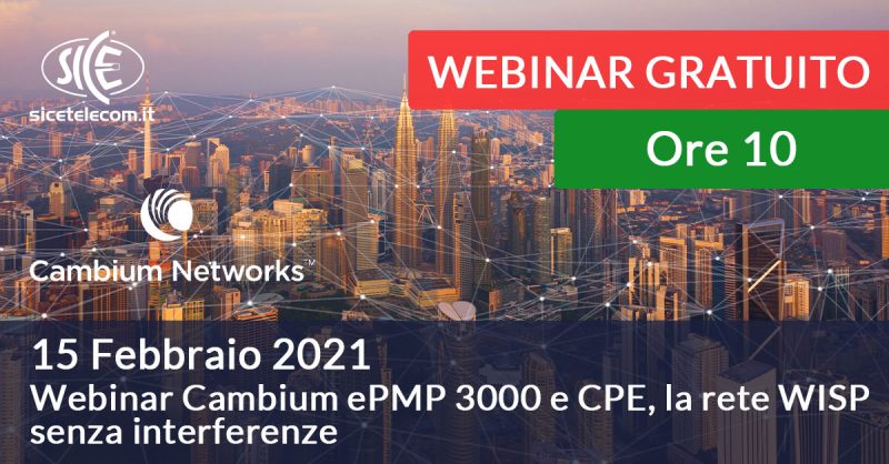 15 Febbraio: Webinar Cambium ePMP 3000